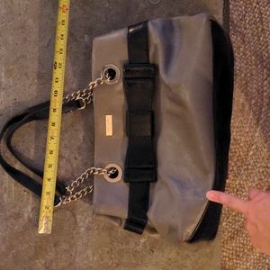 Kate Spade grey and black with white striped interior